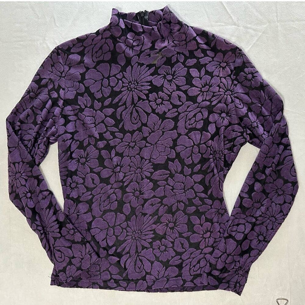 Cache Purple Turtle Neck Vintage Top Size 2
